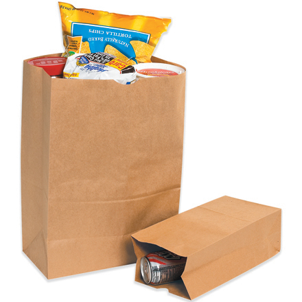 8 <span class='fraction'>1/4</span> x 5 <span class='fraction'>15/16</span> x 13 <span class='fraction'>3/8</span>" Kraft Grocery Bags