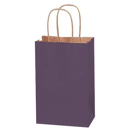 5 <span class='fraction'>1/2</span> x 3 <span class='fraction'>1/4</span> x 8 <span class='fraction'>3/8</span>" Purple Tinted Shopping Bags