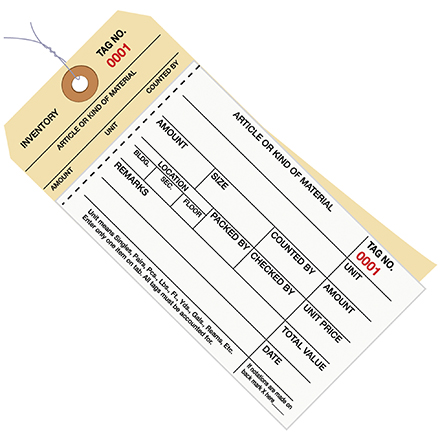 Inventory Tags 2 Part Carbonless Stub Style # 8 - Pre-Wired