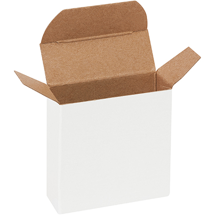 2 <span class='fraction'>3/8</span> x 7/8 x 2 <span class='fraction'>3/8</span>" White Reverse Tuck Folding Cartons